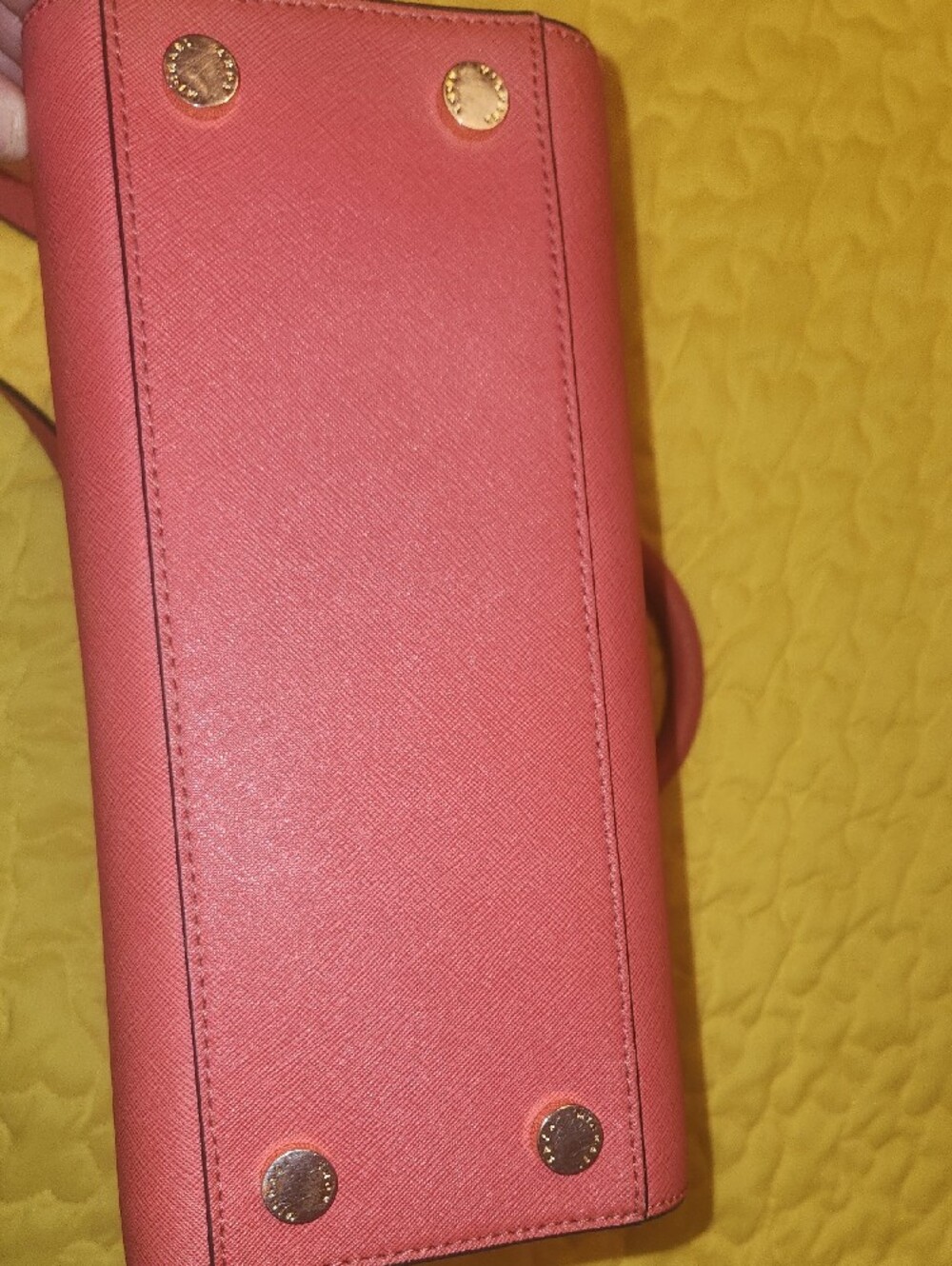 Michael Kors Coral Pink Saffiano Satchel with Gold-Tone Logo - Picture 6 of 8